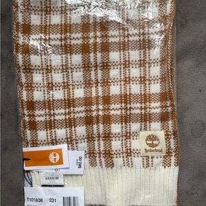 Timberland Tan and Cream Checkered Scarf